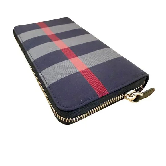 Burberry Super Exploded Check Large Zip Around Wallet, in cloth/leather, 8084063